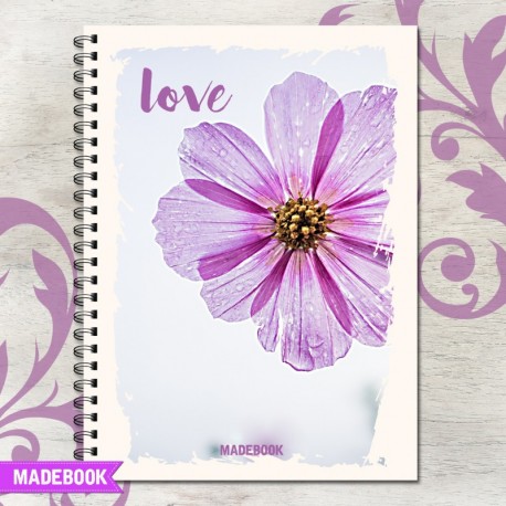 Zošit špirálový A4 čistý  – LOVE FLOWER LOVE