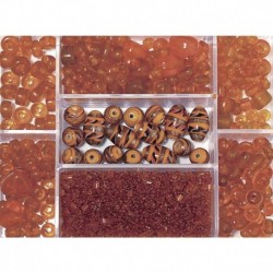 Sklenené korálky – box, capri orange