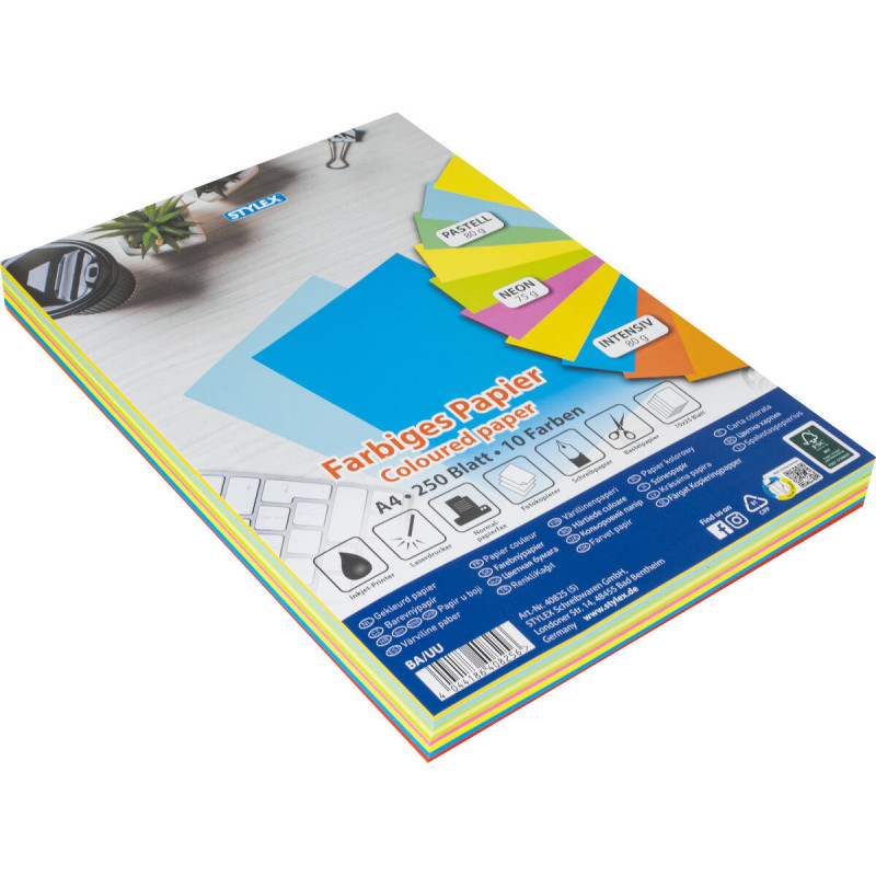 Farebný papier, 250 listov, rôzne farby 75 a 80g/m2